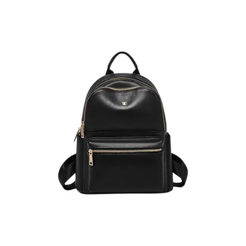 FOXER Рюкзак из коровьей кожи большой женский черный экрю