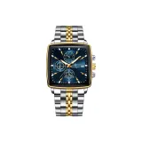 Серебряный корпус, синий циферблат, стальной ремешок, стиль