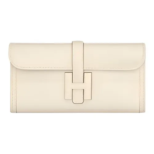 HERMES Jige Elan Swift Телячья кожа Клатч Женские I2 Nata Кремово-белый