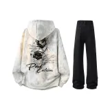 Белый серый топ + черные джинсы