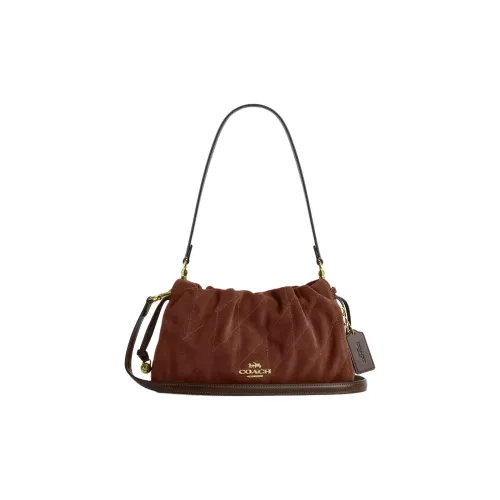 COACH Faye Замша Сумка через плечо Сумка на плечо Средняя Женская Винтаж Коричневая
