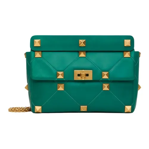 Valentino Roman Stud Nappa Sheepskin Portable Crossbody Bag Shoulder Bag Women's Green Валентино Роман Студ Наппа Овчина Портативная Сумка через плечо Сумка на плечо Женская Зеленая