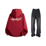 Комплект одежды (Бордовая толстовка + Джинсы)