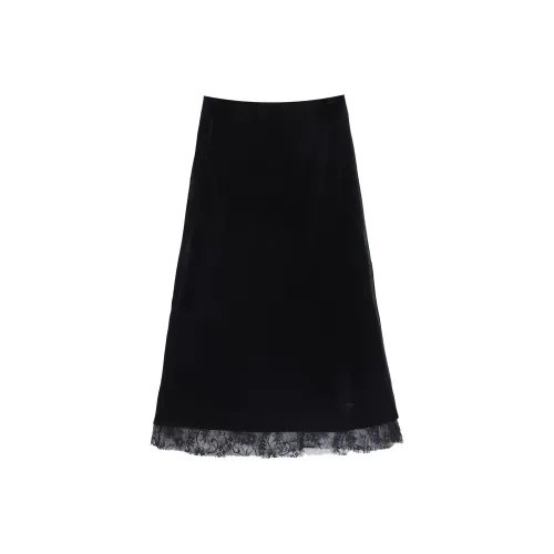 GZQJ Черный Женские Повседневные Длинные Юбки