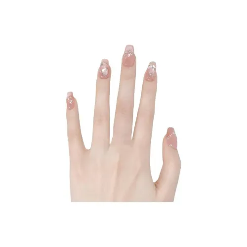 Rui Jin Midsummer Dream Handcrafted False Nail Короткий Light Pink Однотонный French 16mm