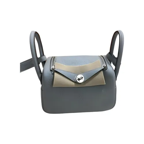 HERMES Lindy Clemence Bullock Кожа Сумка Мини Женская 8U BLEU Ледниковый Синий