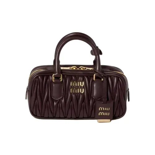 MIU MIU Arcadie Collection Matelassé Lambskin One Shoulder Bag Женская Темно-Кофейный
