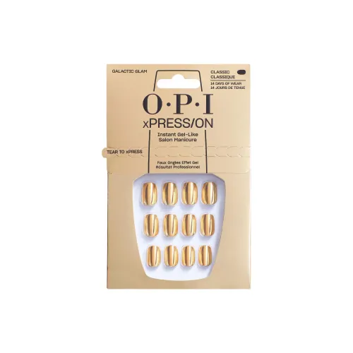 OPI Сверкающая галактика Украшение False Nail Короткий Квадрат And Круглый Золотой Покрытый Однотонный глянцевый 30 Шт