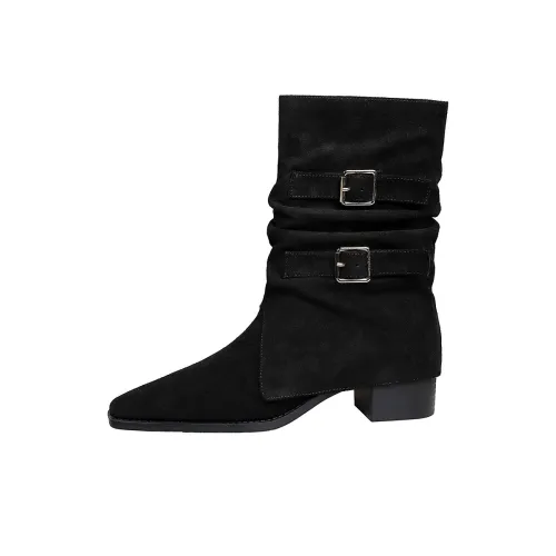 QITUMAUL Ботильоны Черные [Высота каблука 5 см] Женские