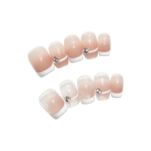 AIDINGQI Ручной Французский Мягкий Elegance Brightening False Nail Короткий LADDER Белый Телесный Coquette 18mm