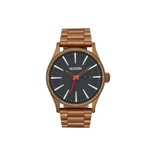 NIXON Мужские часы Кварцевый механизм Ремешок из нержавеющей стали 42 мм Черный циферблат