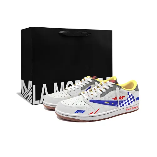 Travis Scott x Jordan Air Jordan 1 Windbreakers Устойчивые к истиранию Низкие Баскетбольные Кроссовки Унисекс Белые