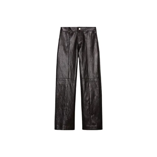 ZARA Коричневые Женские Кожаные Штаны