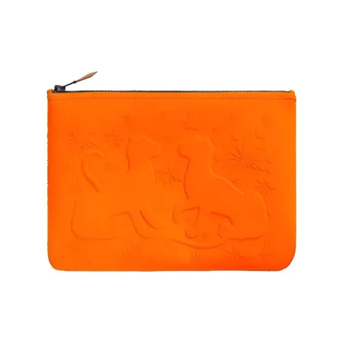 HERMES Хлопок Клатч Средний Женский Оранжевый