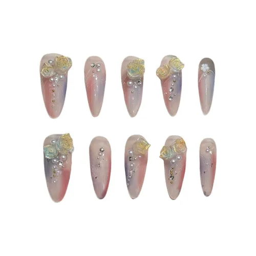 XIAMEIYU 3D-эффект Тисненый Градиентный Камелия False Nail Треугольный Средний LADDER 28 мм