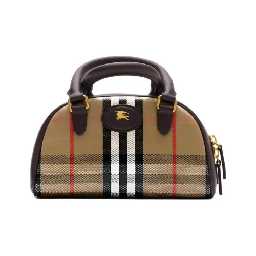 Burberry Миниатюрная Сумка-боулинг Highlands Круглые Кожаные Ручки Регулируемый Съемный Наплечный Ремень Двухзамковая Застежка-молния