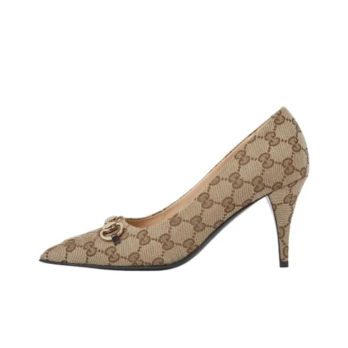 GUCCI Конусный каблук Высокие каблуки 8,5 см Женские Бежевый