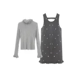 (Скидка) Серый с длинным рукавом + Темно-серый сарафан