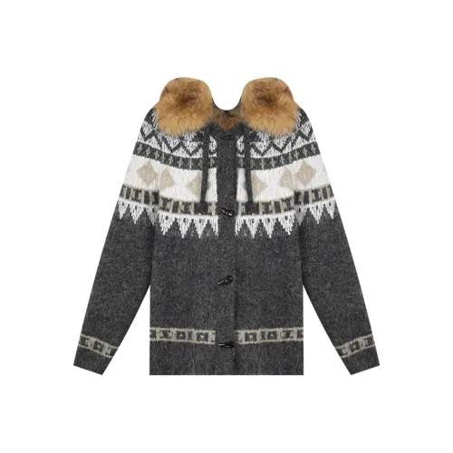 Серый меховой воротник съемный женский трикотаж