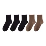 [Высокие носки 13 см] 3 упаковки черный + 2 упаковки кофейный