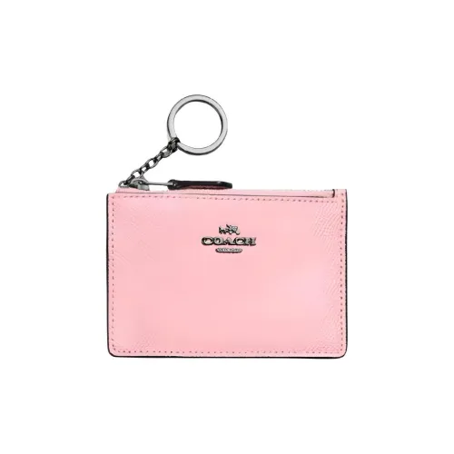 COACH Крестообразный текстура кожа кошелек мини женский розовый