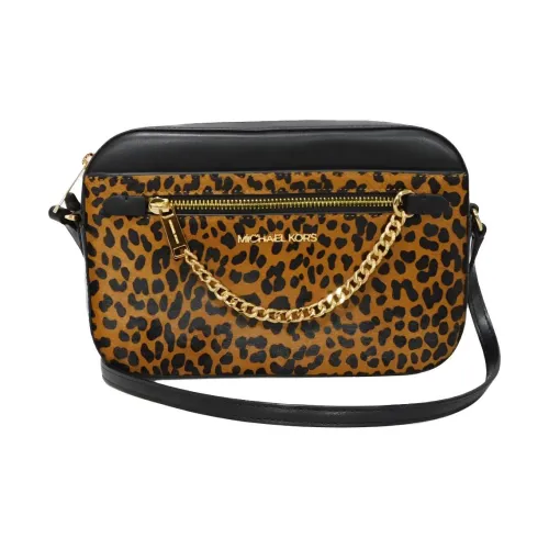 MICHAEL KORS Jet Set Сумка через плечо из кожи теленка большая женская с леопардовым принтом