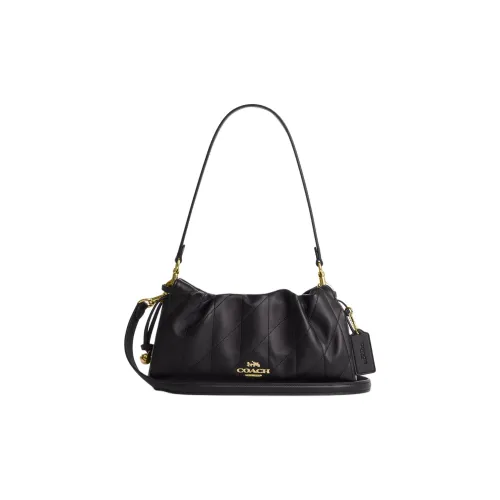 COACH Faye Напп Кожа Плечевая Сумка Большая Женская Черная