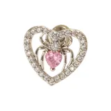 Розовые серьги-гвоздики с сердцем и паутиной [Одиночный]