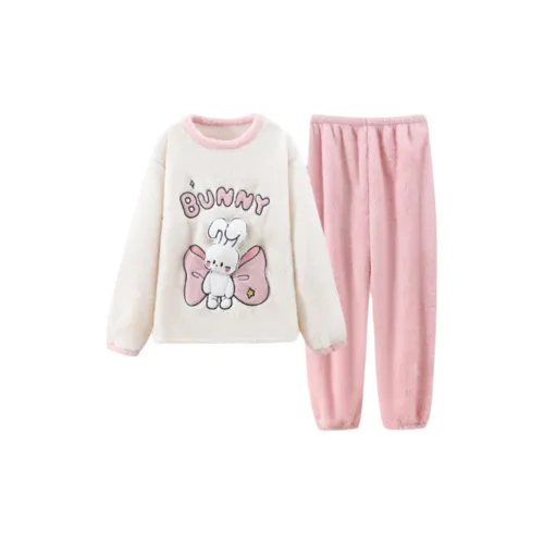 HAPG Белый топ + Розовые штаны Женские комплекты пижам