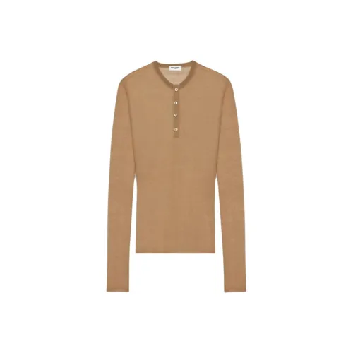 SAINT LAURENT Henley Рубашка In KNIT Трикотаж Женские Светло-янтарный