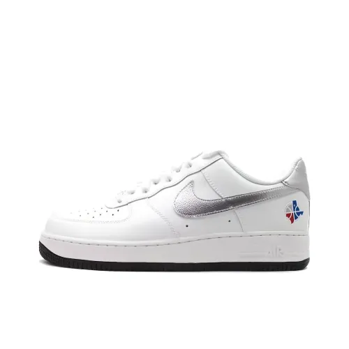 Nike Air Force 1 Амортизация Износостойкие Низкие Кроссовки для Скейтбординга Унисекс Белый Серебряный