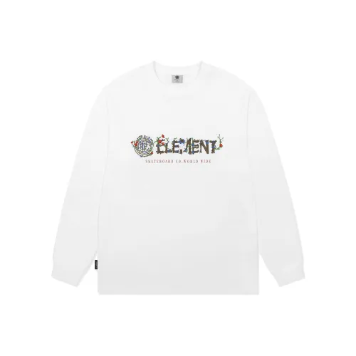 Элемент Длинный рукав Т-рубашка Унисекс Белый