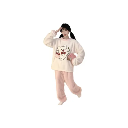 HAPG Белый топ + Розовые штаны Женские комплекты пижам