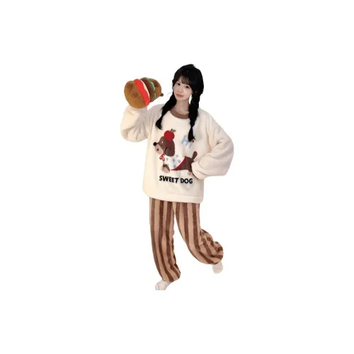 HAPG Белый топ + Полосатые штаны Женские комплекты пижам