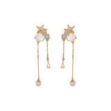 Золото - Морская звезда - Оболочка - Циркон - Кисточка - Серьги (Утолщенная настоящая золотая гальванизация)