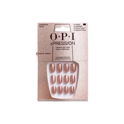 OPI SUPERNOVA Pearl False Nail Short Square And Round Ice Brown Solid Color Shimmer 30 Pack