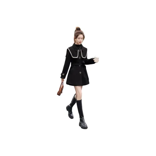 VENICEW Черный с VN Brand Sticker Женское пальто