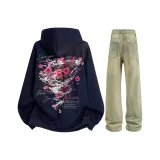 Темно-синий синий свитшот + желтые грязные джинсы