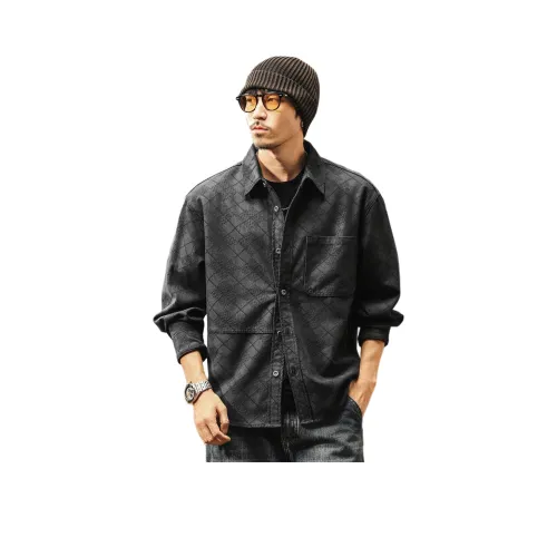 JIELEINUO Черный Серый Мужские Рубашки