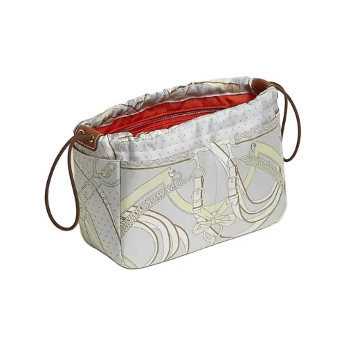 HERMES Fourbi Silk BARENIA Calfskin Clutch Women's Platinum Yellow Light Rye Brown