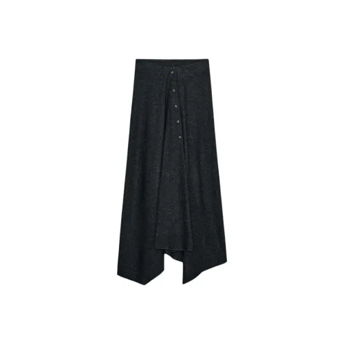 ZARA Collaboration Темно-серая Женская Повседневная Длинная Юбка