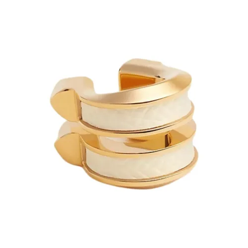 HERMES Epsom Телячья кожа Нижняя заколка On Серьги Женские Золото белый