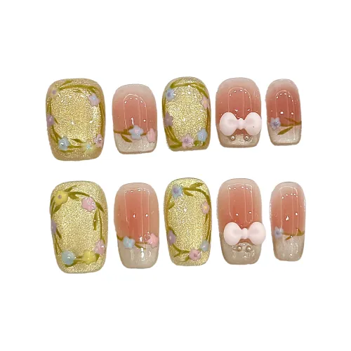 Yun Yue Joe Туманный Венок Многоцветный Маленький цветок Стеклянные бусины False Nail Короткий LADDER Весенне-летний Smudge Coquette 20 мм