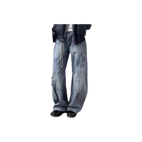 GUHUO Blue Unisex Jeans GUHUO Синий Унисекс Джинсы
