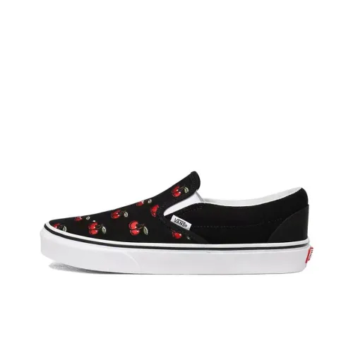 Vans CLASSIC Slip-On Легкий Низкий Топ Скейтборд Кроссовки Унисекс Черный Красный