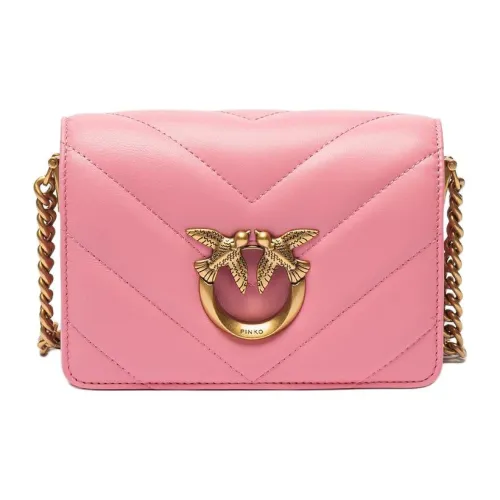 PINKO Click series Овчина Сумка через плечо Мини Женская Розовая