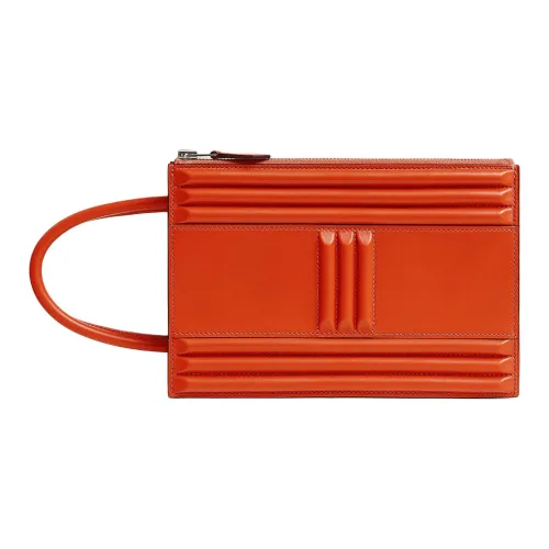 HERMES Cadenas Tadelakt Телячья кожа Клатч Женские 8V Апельсин POPPY Огненно-оранжевый цвет