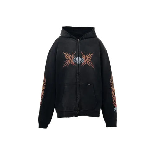 KAMIYA Fw25 'Черепа Пламя' Состаривание ZIP UP Толстовка Свитшот Мужской