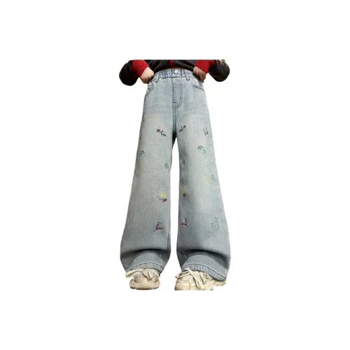 Mu Qingqing Джинсы синие с флисовой подкладкой школьные джинсы для подростков