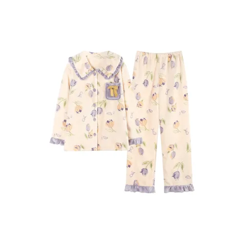 XIAFENYAN Светло-желтый женский пижамный комплект